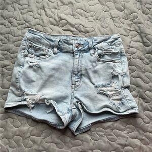 American Eagle Light Wash Distressed Denim Shorts Next Level Stretch Women’s